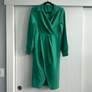 SHEIN Green Long Sleeve Mini Dress